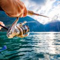 Woman fishing on Fishing rod spinning