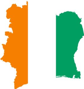 Drapeau et carte du pays de la Côte d'Ivoire