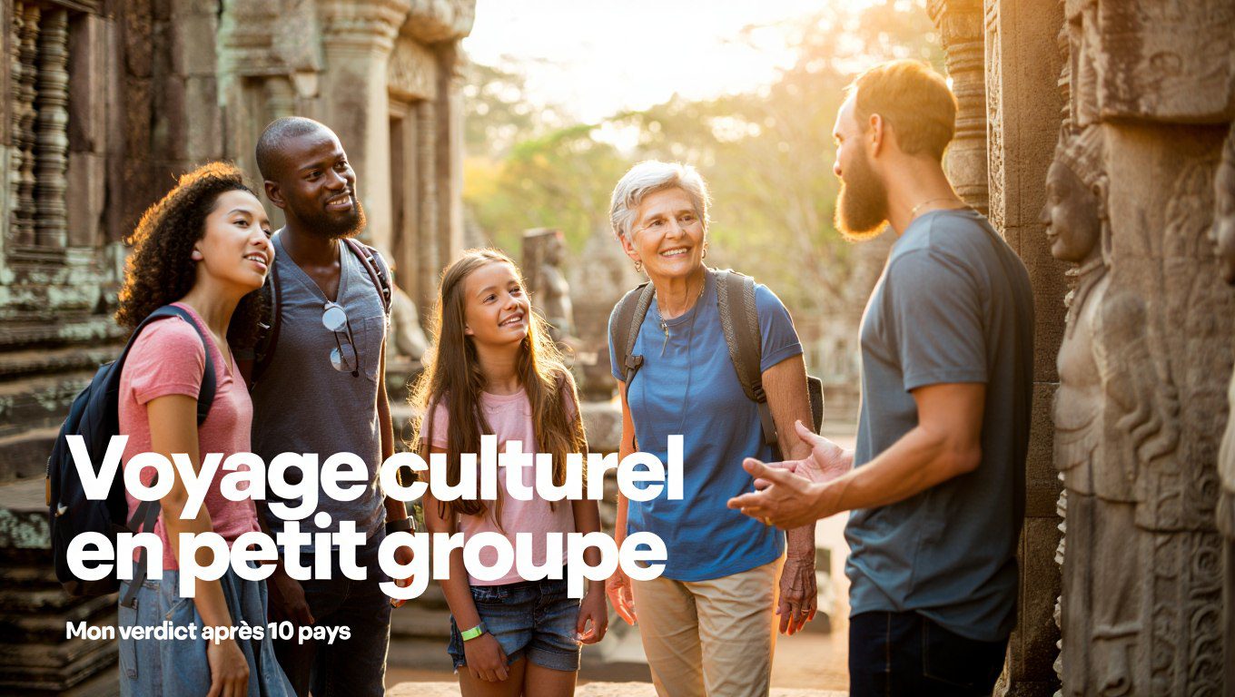 Voyage culturel en petit groupe - Groupe de voyageurs explorant une rue ancienne